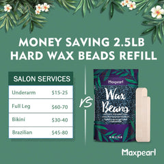 Maxpearl hard wax beads texture close-up highlights low-temperature application.