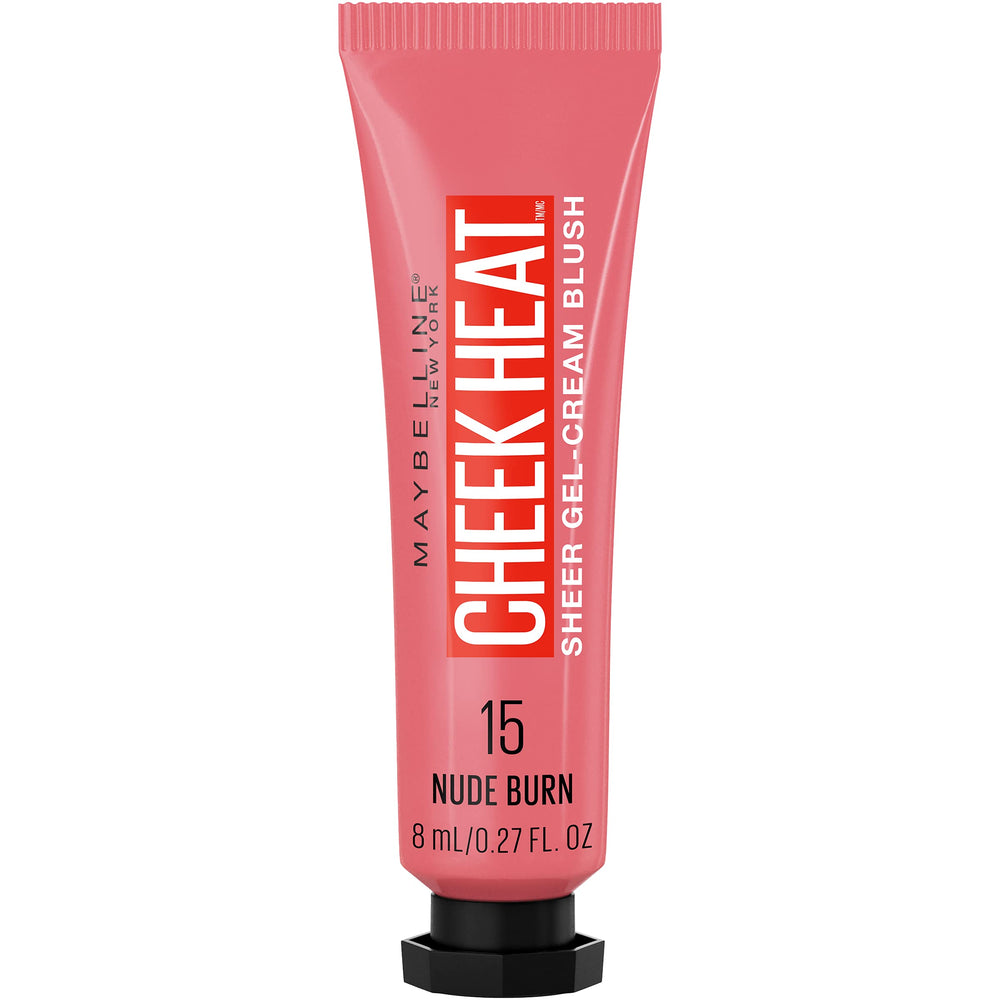 Maybelline Cheek Heat packaging shows a portable blush for on-the-go touch-ups.