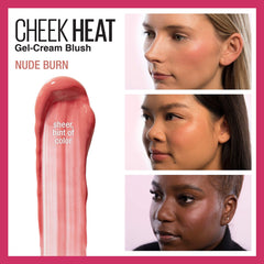 Close-up of Maybelline Cheek Heat gel-cream texture highlighting blendable formula.