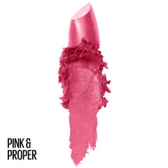 Maybelline Color Sensational Pink & Proper swatches highlight rich pigment and even application
