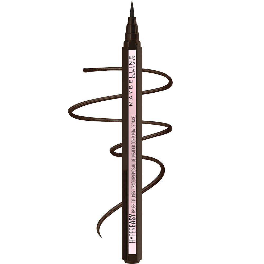 Delineador líquido MAYBELLINE negro carbón, trazo suave y duradero para todo el día.