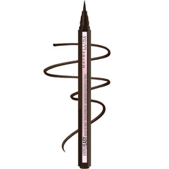 Delineador líquido MAYBELLINE negro carbón, trazo suave y duradero para todo el día.