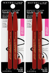 MAYBELLINE Expert Wear Twin Brow & Eye Pencil Velvet Black, enfoque en cejas definidas y delineado suave.