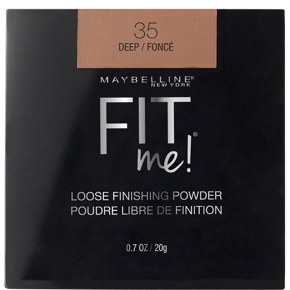 Maybelline Fit Me Loose Powder Deep, close-up jar showing shine-control texture.