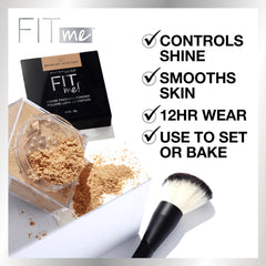 Maybelline Fit Me loose powder brush application highlights easy blending and color balance.