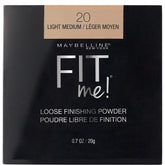 Maybelline Fit Me loose powder jar closeup showing natural finish and shine control.