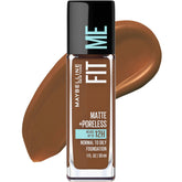 Maybelline Fit Me Matte Poreless bottle highlights oil-free natural matte finish
