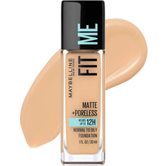Maybelline Fit Me Matte + Poreless, tono Beige Natural, acabado mate natural para piel normal a grasa.