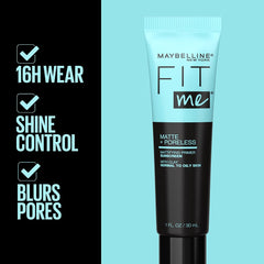 Maybelline Fit Me primer texture close-up shows smooth, pore-blurring formula.