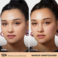 Maybelline Fit Me texture closeup highlights pore-refining, smooth skin appearance.