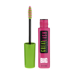Maybelline Great Lash BIG mascara bottle close-up showing bold black formula