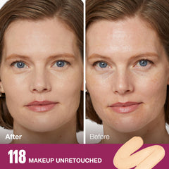 Aplicación suave con esponja para un acabado natural usando Maybelline Instant Age Rewind Eraser.