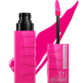 Maybelline Labial lacado vinilo, aplicador preciso, color duradero y brillo.