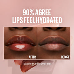 Maybelline brillo-labios-resplandor-efecto-plump sugiere labios más brillantes y voluminosos.