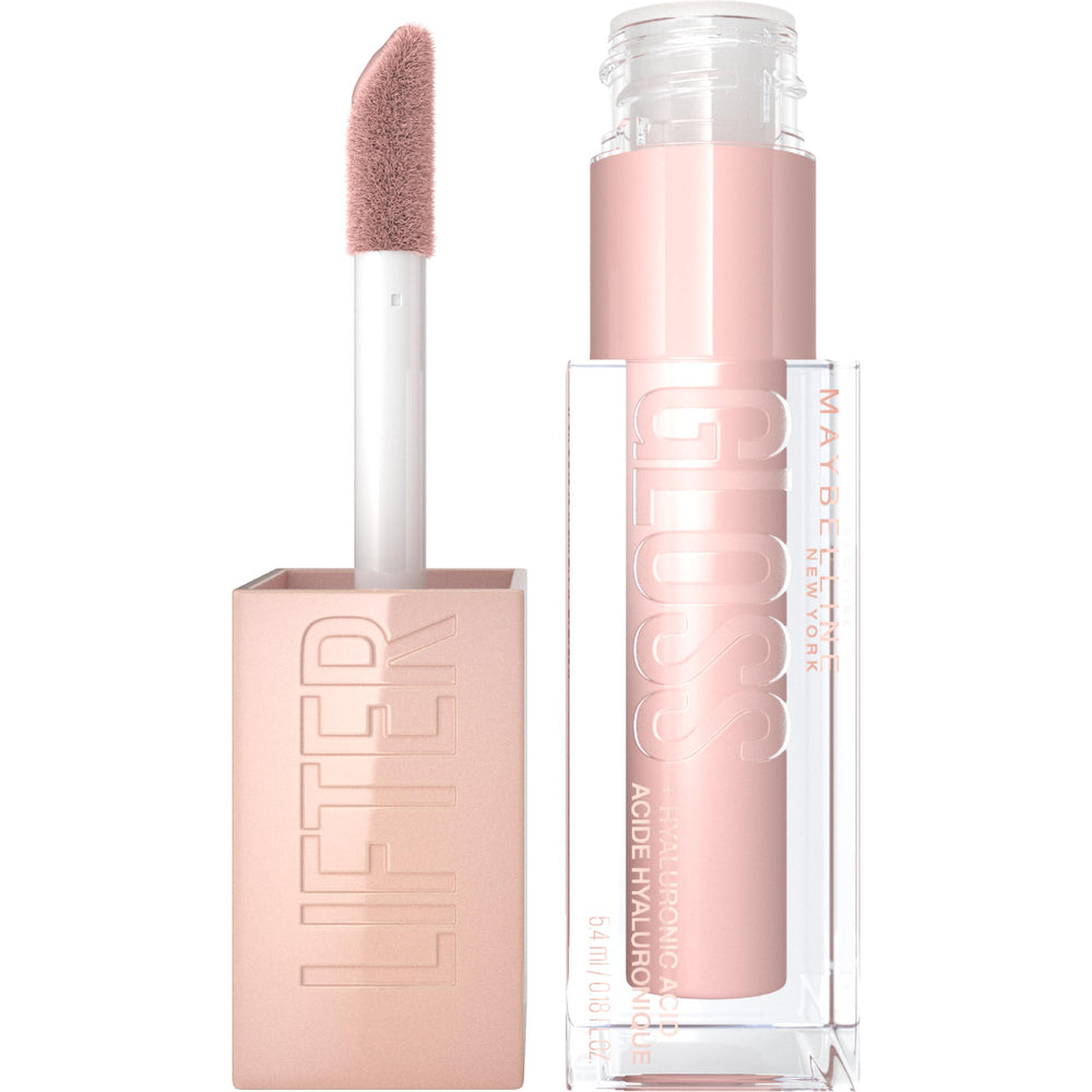 Maybelline Lifter Gloss Ice con aplicador XL para cobertura uniforme.