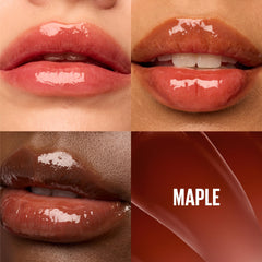 Maybelline Lifter Gloss Maple XL wand in action delivers smooth, even application.