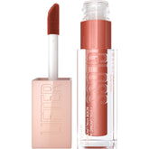 Maybelline Lifter Gloss Topaz swatch highlights hydrating shine for fuller-looking lips.