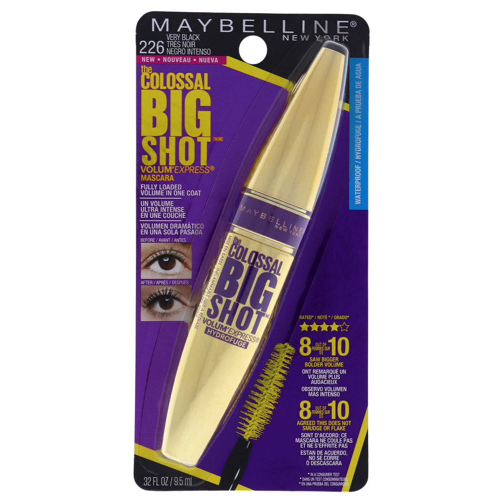 Maybelline New York Volum' Express Colossal Big Shot mascara bottle with waterproof formula for all-day wear