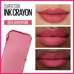 Maybelline Seek Adventure lip color swatch demonstrates crayon-easy glide