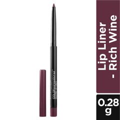 Maybelline self-sharpening lip liner enables clean edge definition and quick touch-ups.