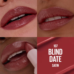 MAYBELLINE Serum Lipstick textura satinada: color suave con acabado elegante.