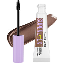 Maybelline Super Lock Brow Glue with brush for precise brow sculpting and 24-hour hold.