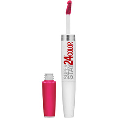 Maybelline Super Stay 24 muestra la aplicación de dos pasos para color duradero.