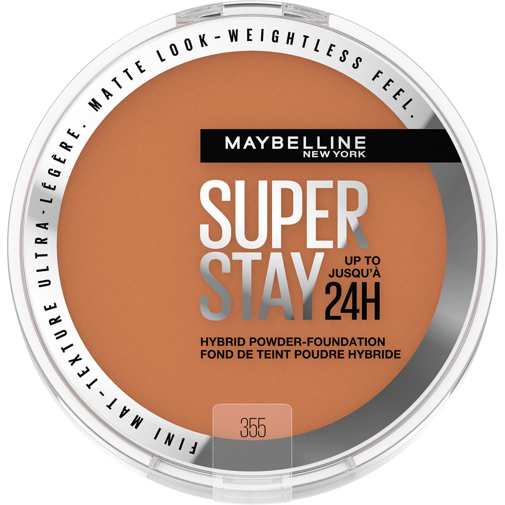Maybelline Super Stay polvo híbrido, textura mate y cobertura duradera para uso diario.