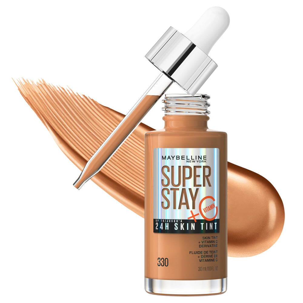 Maybelline Super Stay Skin Tint Vitamina C, acabado natural para piel radiante y fresca.