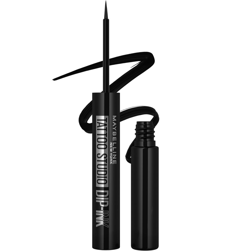 Maybelline Tattoo Studio Dip-Ink delineador líquido de alta pigmentación para trazos nítidos.
