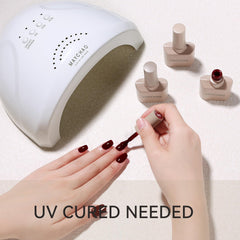 MAYCHAO gel polish brush applying color for smooth coverage.