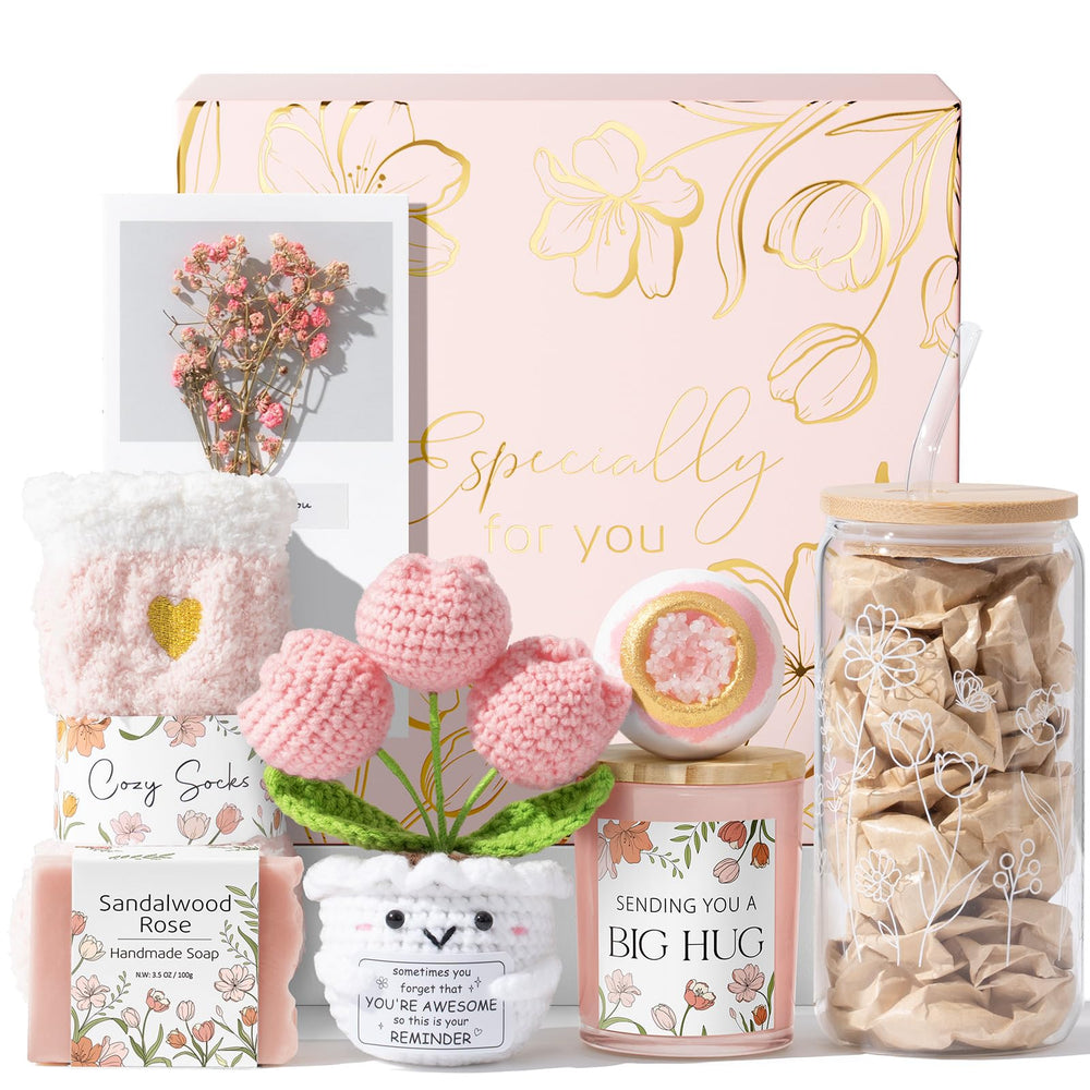 MAYICIVO tulip crochet plush with uplifting message brighten any room
