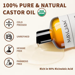 MAYJAM Organic Castor Oil 473ml bottle ideal for DIY skin and hair care routines