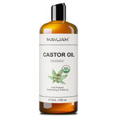 MAYJAM Organic Castor Oil bottle pour for pure conditioning of hair and skin