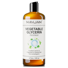 MAYJAM vegetable glycerine bottle close-up for deep skin hydration.