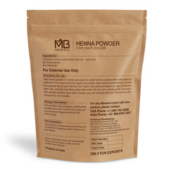 MB Herbals henna powder close-up leaves showing purity for natural color