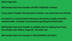 Polvo de aloe vera para mascarillas externas en casa.