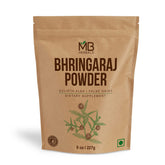MB Herbals Polvo de Bhringaraj, botella: fortalecimiento capilar y aroma natural
