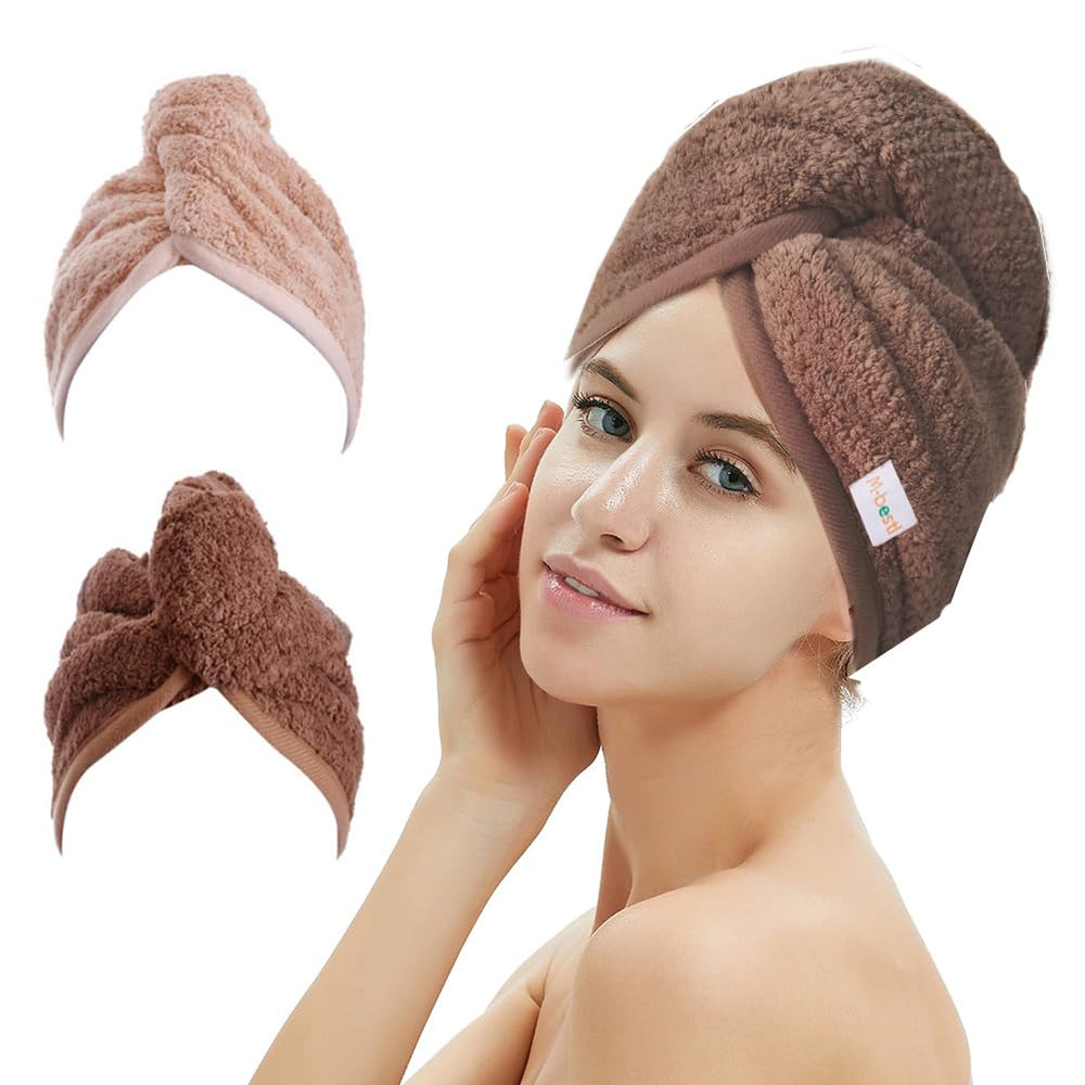 M-bestl coffee pineapple-plaid turban dries hair quickly and comfortably.
