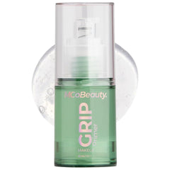 MCoBeauty Grip Primer, textura gel transparente, base suave para maquillaje duradero.