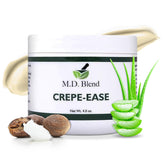M.D. Blend Crepe-Ease bottle front showing fragrance-free daily hydration for sensitive skin