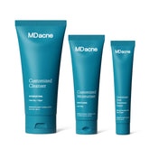 MDacne 3-step kit packaging shown for a complete acne routine.