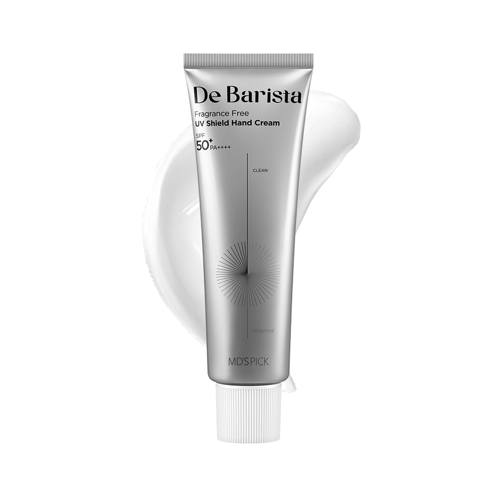 MD'S PICK De Barista Sun Shield Hand Cream SPF50+ provides sun protection and hydration.