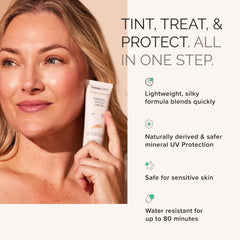 MDSolarSciences Mineral Tinted Crème SPF 30 face-closeup shows an invisible, sheer coverage.