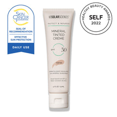MDSolarSciences Mineral Tinted Crème SPF 30 application demonstrates a light glide and natural matte finish.