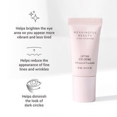 Meaningful Beauty Crema Elevadora para Ojos, textura ligera que se absorbe rápido