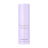 Meaningful Beauty glowing serum bottle shows radiant, lightweight hydration.