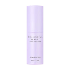 Meaningful Beauty glowing serum bottle shows radiant, lightweight hydration.