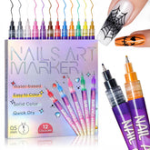Mearens 12-color nail art pens with a 0.5mm tip for precise lines.