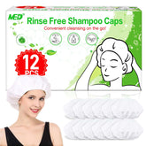 MED shampoo caps no rinse 12-pack for easy waterless cleansing.